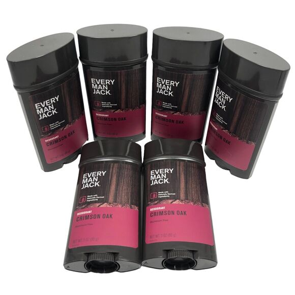 Lot 6 Every Man Jack Natural Aluminum Free Deodorant Men Stick Crimson Oak 3 oz - Picture 1 of 6